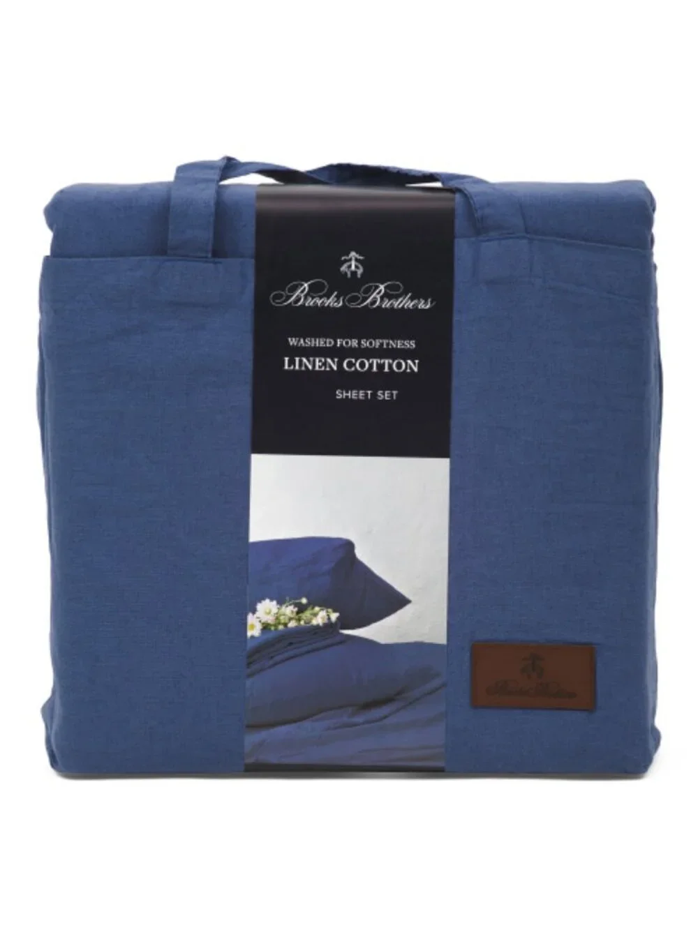 BROOKS BROTHERS Linen And Cotton Blend Washed Sheet Set